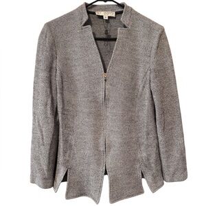 St. John Collection Grey Textured Fabric Zip Jacket Blazer